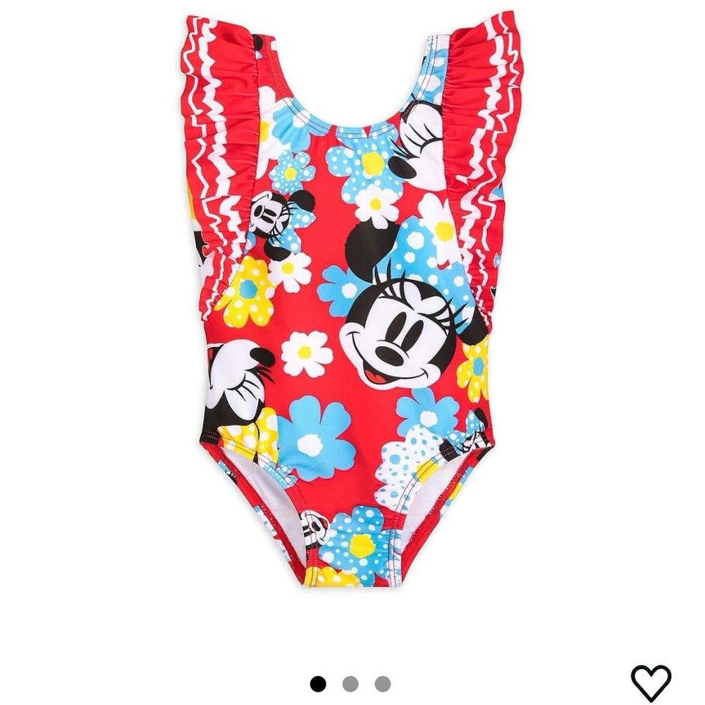 Red Minnie Mouse Swimsuit with Ruffle Sleeves 12-18 months